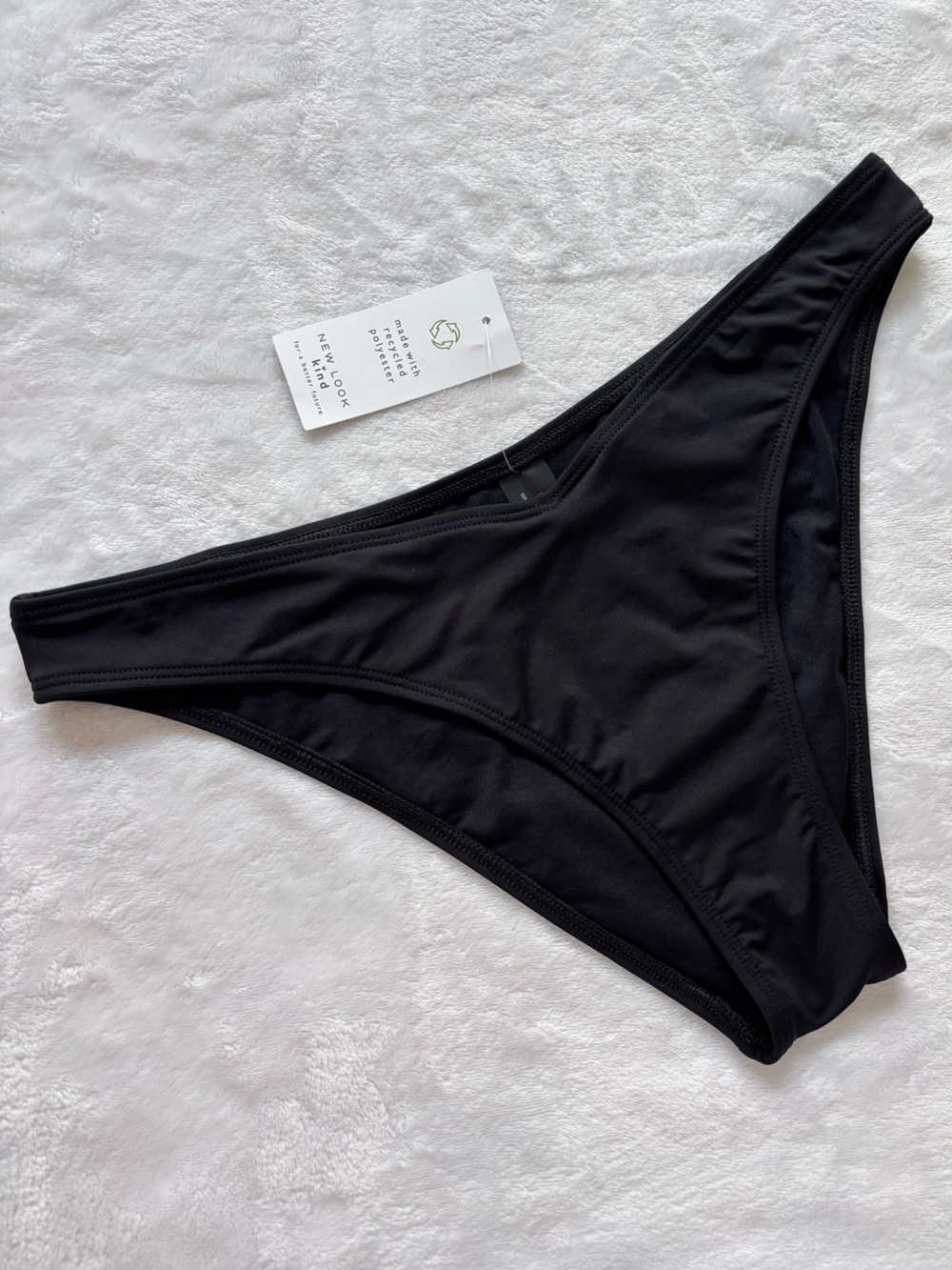 NEW LOOK Basic Voop Black Mid Rise Cheeky Bikini Bottom--NWT--M